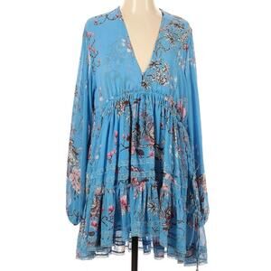 Free People Floral Blue Small Mini Dress